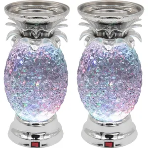 9.5" Pineapple LED Color Changing Shine Lava Lamp,Swirling Water Waves Lamp  Safe /USB  Operated,Table Lamp Candle Holder Table Decoration (Pack of 2)