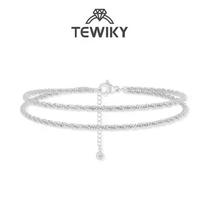 TEWIKY Dainty Layered Waterproof Anklet For Women Adjustable Womens Anklet Set Stackable Figaro Beaded Cuban Link Anklets Beach For Summer