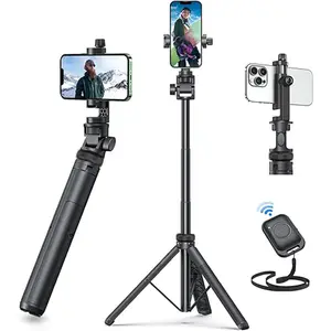 Kingjoy M080P Phone Tripod, Tripod for iPhone & Selfie Stick Tripod with Remote, Extendable Phone Tripod Stand & Travel Tripod, Solidest Cell Phone Tripod Compatible with iPhone/Android new  selfie  stick  video  recording tripol Adjustable