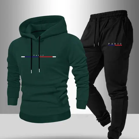 Men's Letter Print Drawstring Hoodie & Pocket Sweatpants Set, Casual Regular Fit Long Sleeve Hooded Sweatshirt & Jogger Pants, Fall & Winter Menswear, Streetwear Tracksuit, Outfit Tracksuit, Jogging Set, Casual Tracksuits