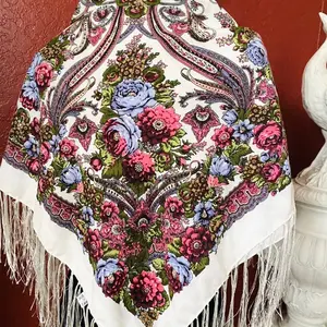 Slavic Ukrainian Polish Babushka Gypsy Shawl Floral