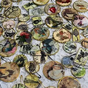 5 Piece Handmade charms for junk journals / dangle / ephemera