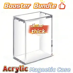 1pc Clear Acrylic Card Display Case - Magnetic Closure Storage Box for 6- Pack Booster Bundles , Stackable Collector ' s Case , Card Hobby Box, Trade Card Box
