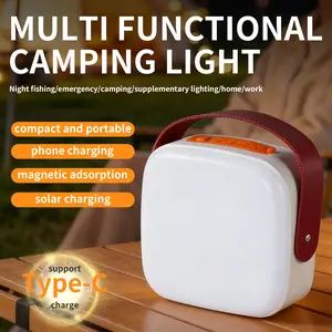 CVCPBU Solar Outdoor Camping Light, Rechargeable Tent Lantern, Portable LED Work Light with USB & Magnet