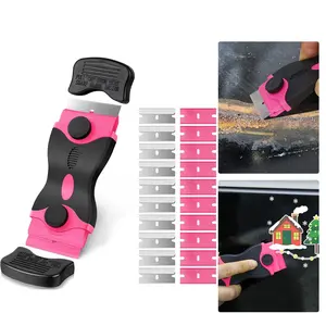 2-in-1 Scraper Tool with 10PCS Metal & 10PCS Plastic Blades Multi-functional Cleaning Razor for Decals Stickers Labels Caulk Adhesive Removal
