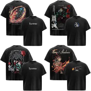 Kamado Tanjiro Ver 2 Demon Slayer: Kimetsu No Yaiba Anime Manga Acid Washed 230GSM Heavyweight Cotton T Shirt Collection - Size S to 3XL - Unisex Vintage Streetwear Oversized Crewneck Merch - Gift for Anime Fans