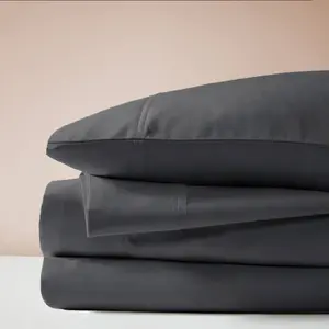 California King 600 Thread Count Classic Sheet Set Dark Gray - Eucalypso: Lyocell Sateen, Solid Pattern, 18" Deep Pockets