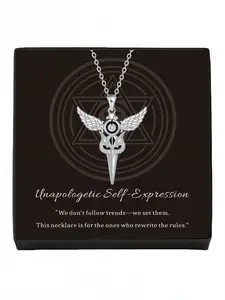Hawk Eye Diamond Wing Silver Cone Emblem Original angel wing and owl pendant necklace, niche and luxurious daily essential.A lucky mysterious gift perfect for festivals and Valentine's Day.