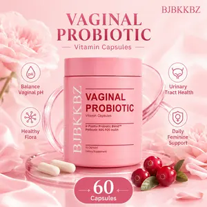 BJBKKBZ Edible Vaginal Probiotic Vitamin Capsules - V-Positiv Blend with Prebiotic XOS, FOS, Inulin - 60-Count Dietary Supplement for Vaginal pH & Yeast Balance