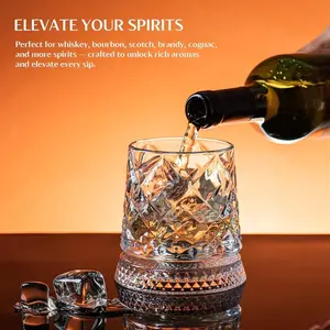 1pc Thick Base Rotating Whiskey Glass, Unique Gift for Men & Father’s Day Present