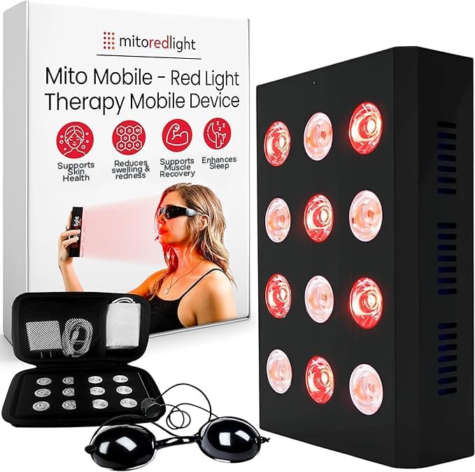 Mito Red Light - Mito Mobile Red Light Panel - Red Light Therapy for Face and Neck – Portable Red Light Therapy Panel - Red Light & Near Infrared Red Light Therapy - At-Home Red Light Therapy for Body Healthcare Bathroom