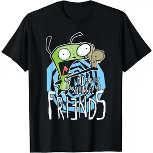 Mens Invader Zim G.I.R Me And The Squirrel Are Friends Funny Logo T-Shirt