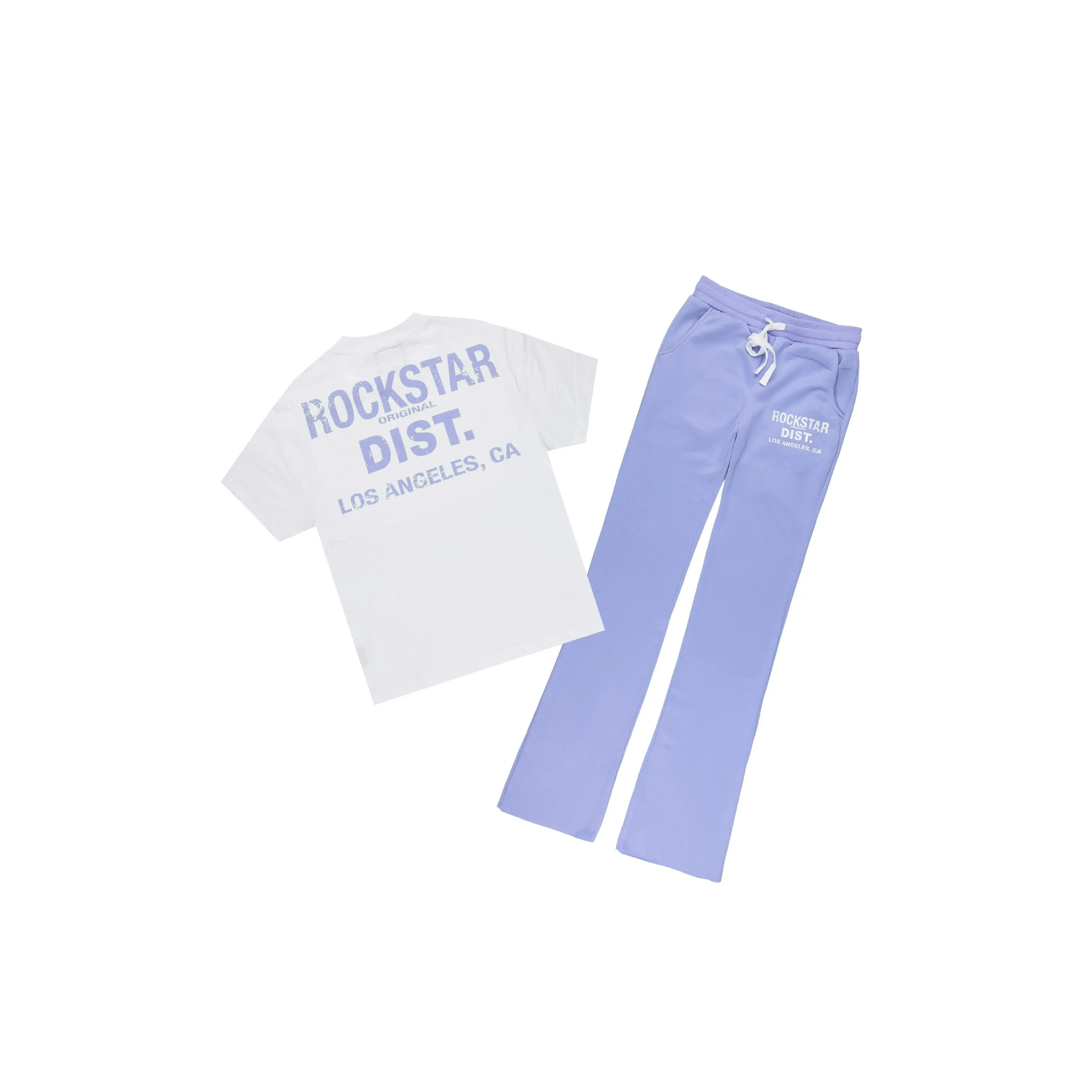 Girls Dalasia 2.0 White/Lavender T-Shirt Track Set