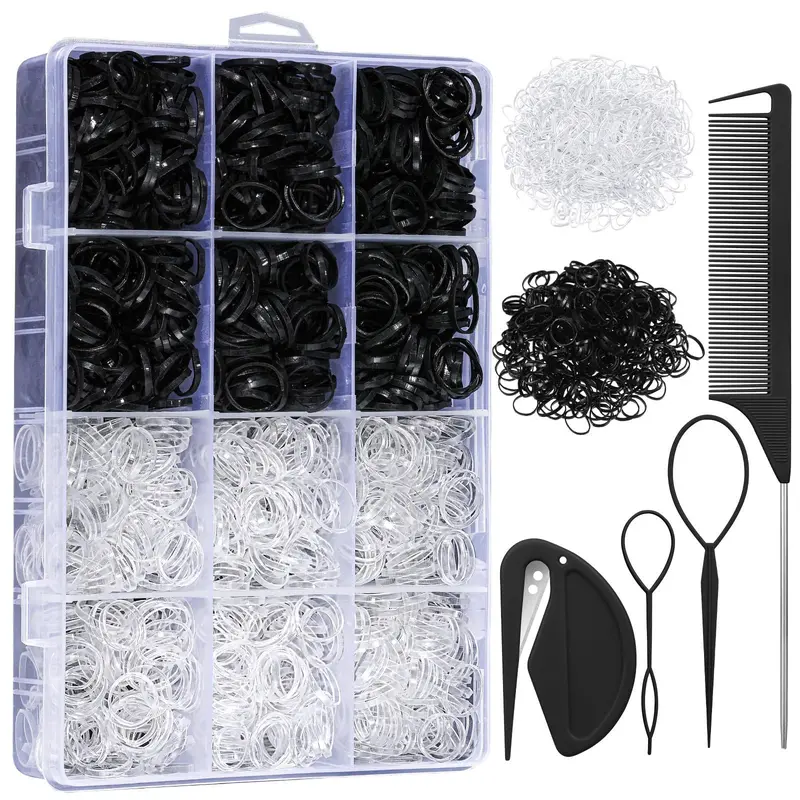 Girls Hair Comb Set with Elastic Bands and 4 Hair Tools, Hair Styling Kit, Beautiful Girls Hair Accessory, Perfect for Daily Use and Special Occasions