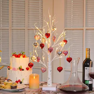 White Birch Tree Artificial Light-Up Tree Light Christmas, Valentine's Day Tree Light, Wedding Anniversary Atmosphere Light, Holiday Decoration Light, Decorative Ornament, Bendable Branches, Branch Light, Used for Parties, Weddings, Easter