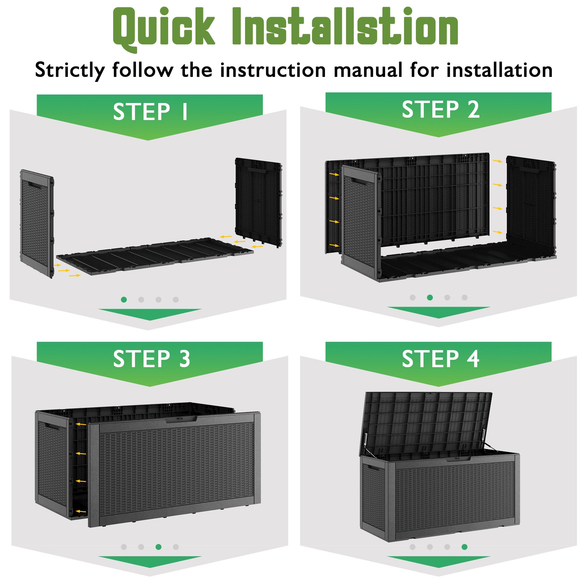 RIWENGO 31 Gallon Deck Box Resin Outdoor Storage Waterproof UV Resistant Lightweight Storage Box for Garden Tools Pool Supplies