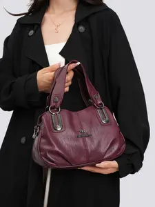 Ladies' Pu Leather Handbag Fashionable Simple Casual Retro Classic Design Daily Commuting Versatile Practical Work Bag for Women Fashionable Versatile Purse