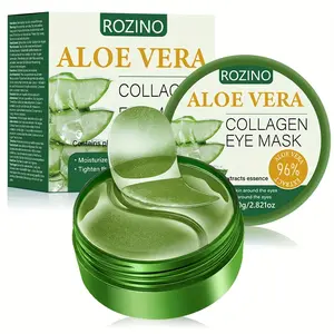 Rozino Aloe Vera Collagen Eye Mask 96% Extract + Collagen Retinol Hydrate Dry Under Eyes Reduce Puffiness Fine Lines Soothe Tired Eyes for Office Workers Night Owls Quick Relief Daily Care