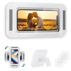 Waterproof Cell Phone Holder for Shower & Bathroom – 480° Rotating with Protective Case, Fits Most Phones (4''-7''), Full Responsive Touchscreen, Secure Easy-Install Wall Mount