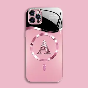 Suitable for [iPhone 12 Pro] high-end MagSafe phone case🥰, Luxury Personal Initial Magnetic Case Viral Bling Diamond Letter Cover #SummerVibes 952