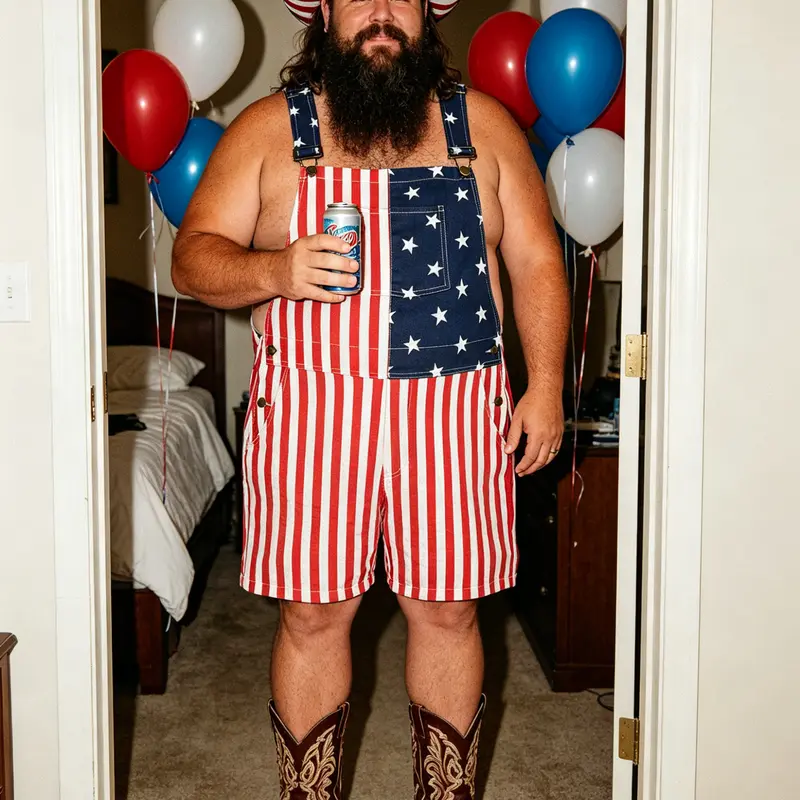 Yuanbang Men's Plus Size 4th of July American Flag Overalls USA 250th Anniversary Shorts Stretchy Denim Romper Memorial Day Coveralls Patriotic Gifts Summer Wins Wear Independence Day Jumpsuits Fashion Father's Day BBQ Outdoor Menswear