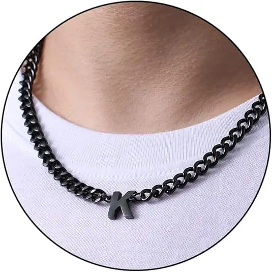 K letter necklace (black)