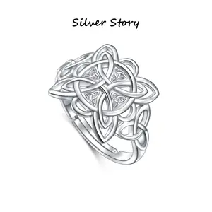925 Sterling Silver Celtic Knot Ring for Women Men, Shiny Eternity Irish Knot Band, Vintage Trinity Knot Promise Ring, Hypoallergenic, Boho Statement Jewelry for Daily, Party, Anniversary, Gift for Her Him, Timeless Symbol of Love & Unity