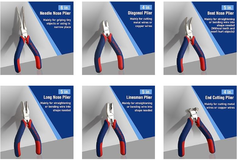 #fathersdaygift WORKPRO 6-piece Mini Pliers Set - Needle Nose, Diagonal, Long Nose, Bent Nose, End Cutting and Linesman, for Making Crafts, Repairing Electronic Devices, with Pouch #fathersdaygift WORKPRO 6-piece Mini Pliers Set - Needle Nose, Diagonal, Long Nose, Bent Nose, End Cutting and Linesman, for Making Crafts, Repairing Electronic Devices, with Pouch