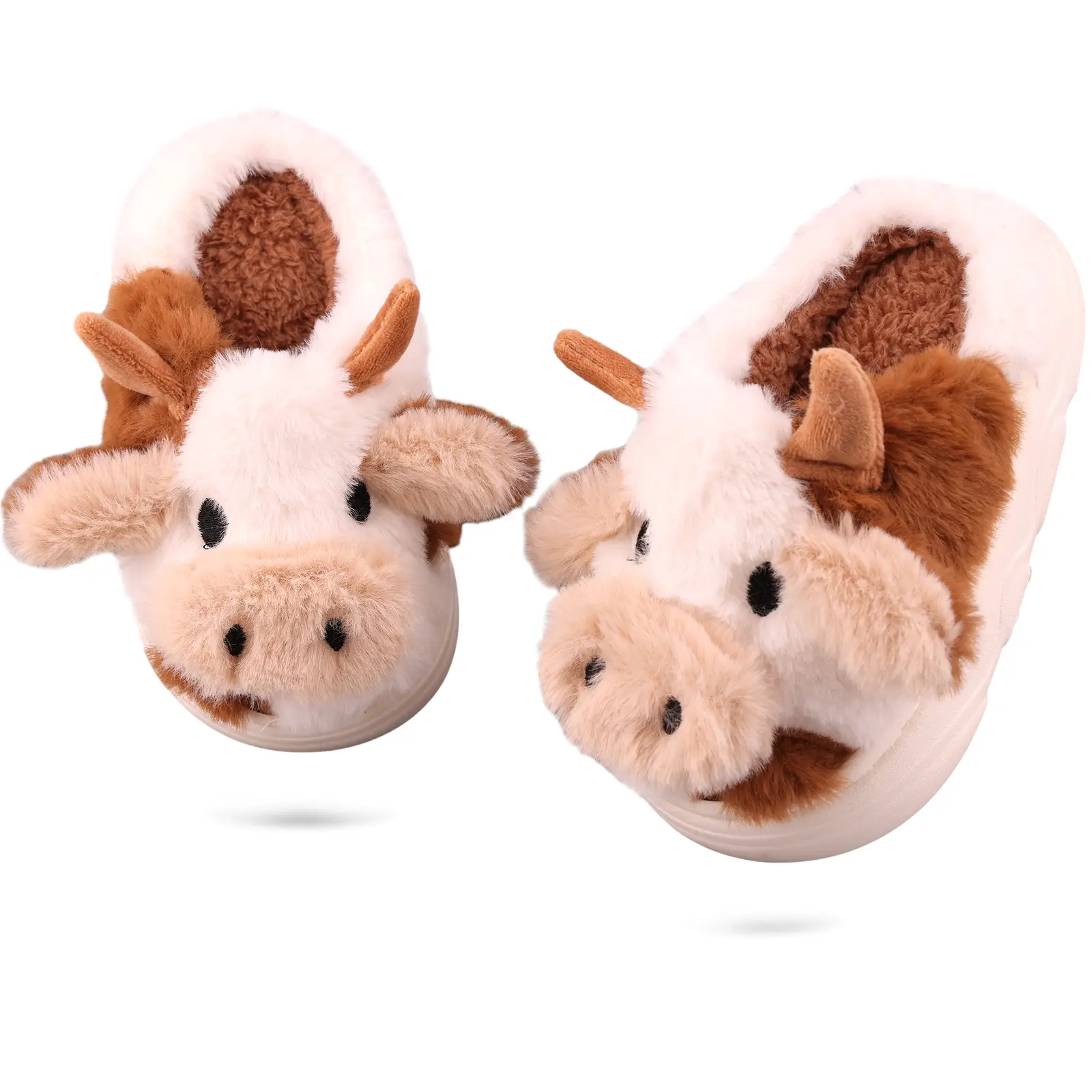 Cozy Cow Print Plush Slippers - Soft, Warm, and Thick Indoor House Shoes , Fabric Lining, and Anti-Slip Sole for Ultimate Comfort