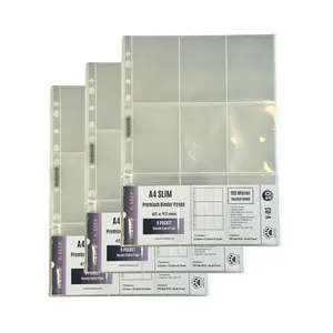 Double Sided A4 Slim 9 Pocket Premium Kpop Photocard Binder Pages, 65x93mm Pocket Size, 11 Holes, 100 Micron, Generic Fit 3 Ring Office Binder and 4 Ring Binder, 30 Pages Set