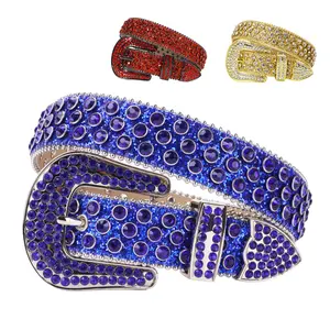 Shiny Luxury Rhinestone Western Buckle Belt, Summer Fashion Holographic Belt, Rhinestone Cowgirl Belt, Glitter Sparkle Punk Belt for Party Dance, Daily Clothing Decoration Beaded