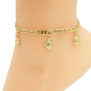18 Karat Layered Real Gold Plated Turtle Anklet for Women, Metal Bracelet, Stackable Bracelet, Fashion Costume Jewelry #14