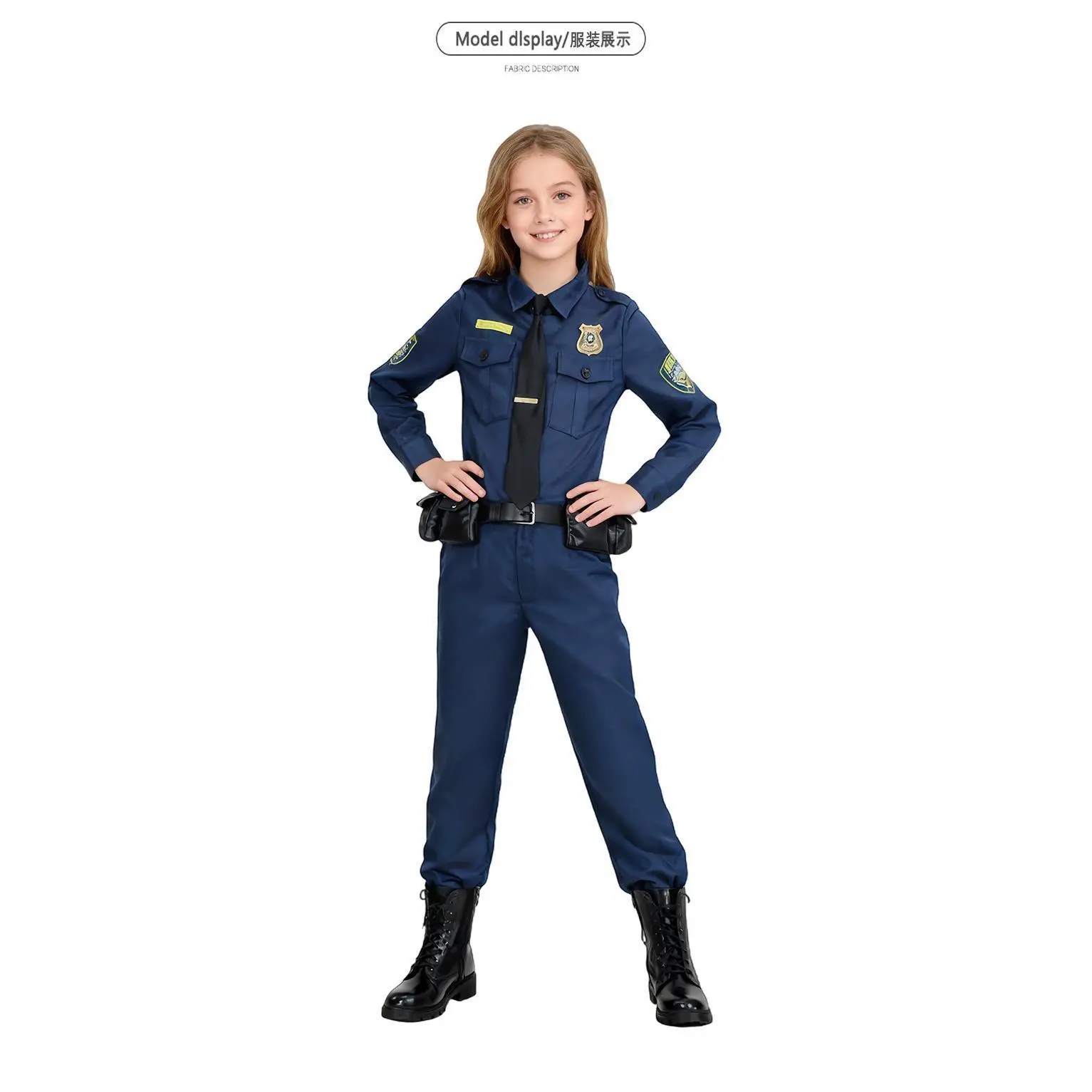 Zootopia Nick Wilde Police Cosplay Costume for Child 120cm, Belted Uniform with Badge, for Christmas Halloween Carnival Roleplay Wear