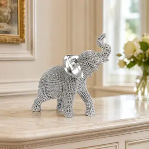 Elegant Elephant Figurine, Decorative Figurines, Resin Animal Sculptures, Wealth and Good Luck Symbol, Living Room TV Cabinet Decor, Office Desktop Ornament, Desktop Statue, Business Gift