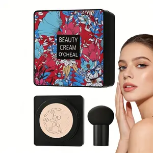 Mushroom Puff Air Cushion CC Cream - Lightweight Foundation, Concealer, Oil Control & Moisturizing, 24H Long-Lasting Flawless Finish Makeup