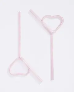 Heart Glass Straw Set