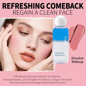Three-in-one deep cleansing makeup remover, gentle and non-irritating, makeup remover for eyes, lips and face, refreshing and non-greasy, double-layer makeup remover, Oil based remover, quick makeup remover in 3 seconds, easy to melt makeup