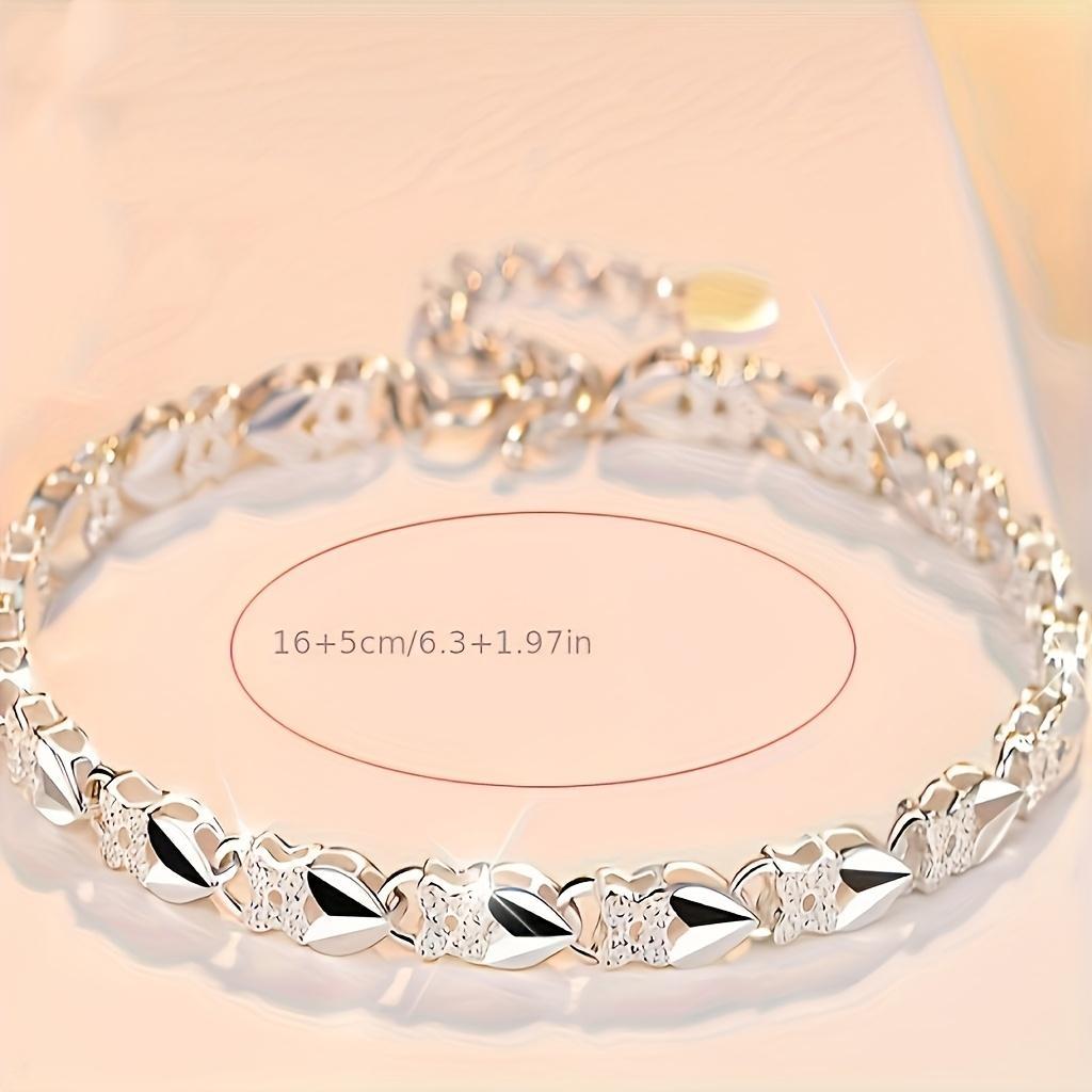 925 Pure Silvery Bracelet in Retro Style - Suitable for Daily Wear and Valentine's Day Gift