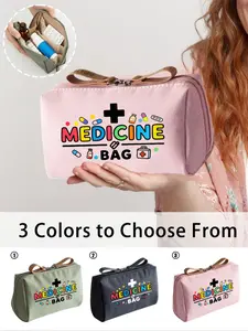 Portable Medicine Bag,Pill Organizer & First-Aid Pouch, Makeup Box with Medicine Pattern,Travel-Friendly Medication Storage for Daily/Outdoor,Essential for Health-Conscious & going out,Medical Accessory, Travel Accessories, Zipper Pouches