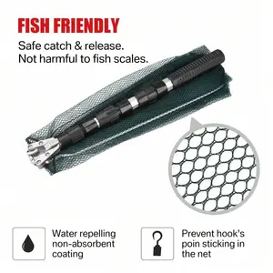 Fishing Landing Net with Telescopic Handle, Foldable and Foldable, Lightweight Aluminum Alloy Frame, Portable Long Handle, for Catching and Releasing Birds and Fishes