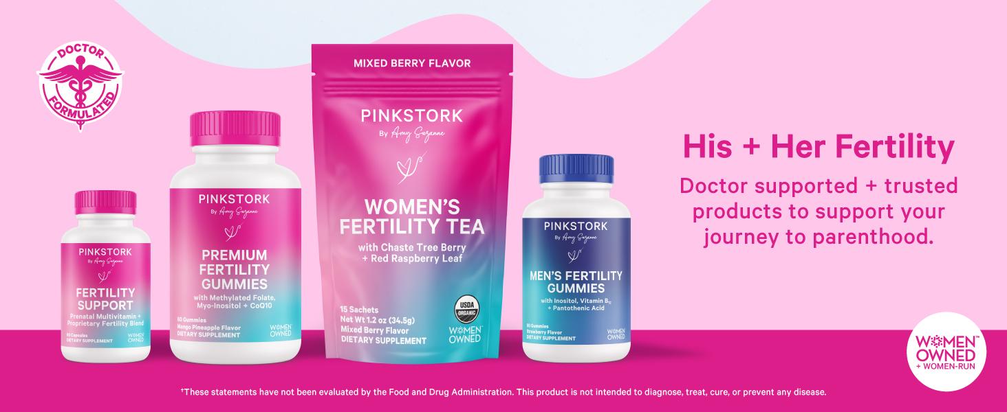 HOT 2026 !! Pink Stork Fertility Tea for Conception and Hormone Balance with Organic Mint, Vitex, and Red Raspberry Leaf, Caffeine Free - Mint, 15 Sachets, Hot or Iced