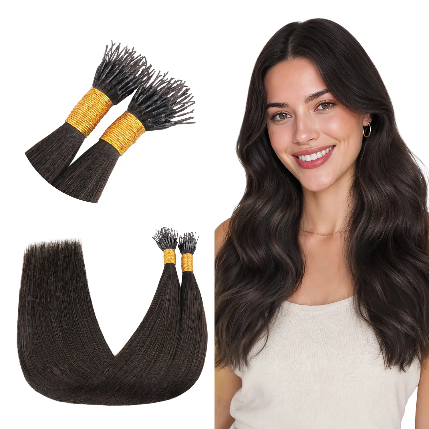 GOO GOO Nano Pro SofGrip Real Human Hair Extension, 14-24Inch 50G 50-100S, Remy Human Hair for Natural Look & Volume#tiktokshopbacktoschool #sohochic