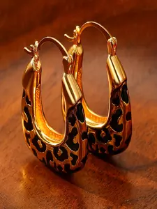 Elegant Leopard Print Ear Cuff, Cuff Dangle Earrings, Stylish Metal Drop Glaze Design, Versatile Accessory for Women, Perfect for Daily Wear & Special Occasions, Fashionable Hoop Earrings