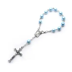 8mm Baptism Rosary Beads Finger Rosaries First Communion Party Gift