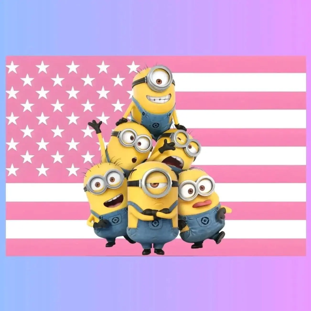 Minions Pink Flag Tapestry | Despicable Me Fan Decor | Cute Movie Wall Art | Aesthetic Dorm Room Decor