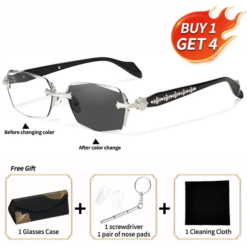 5piece frameless high-definition glasses transparent lenses diamond cut edges lightweight unisex adult accessory suitable for computers and daily use when exposed to light men's gift modern glasses lentes frameless unisex adult frameless hd vision glass