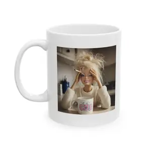 Funny Doll Face Mug – Unhinged Disgusted Meme Coffee Cup, Sarcastic Reaction Gift for Women