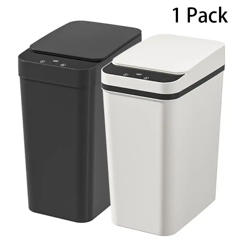 10-12L Modern Plastic Smart Sensor Touchless Trash Can - Home, School, Office Supplies with 3 Sensing Modes (Hand Wave, Knee), Sealed Odor-Proof, Compact Design, Requires 2 AA Batteries (Not Included)