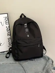 Spider Web Print Backpack, Dark Subculture Style, Nylon Material, Easy to Clean, Casual All-Season Bag, Ideal for Daily Use