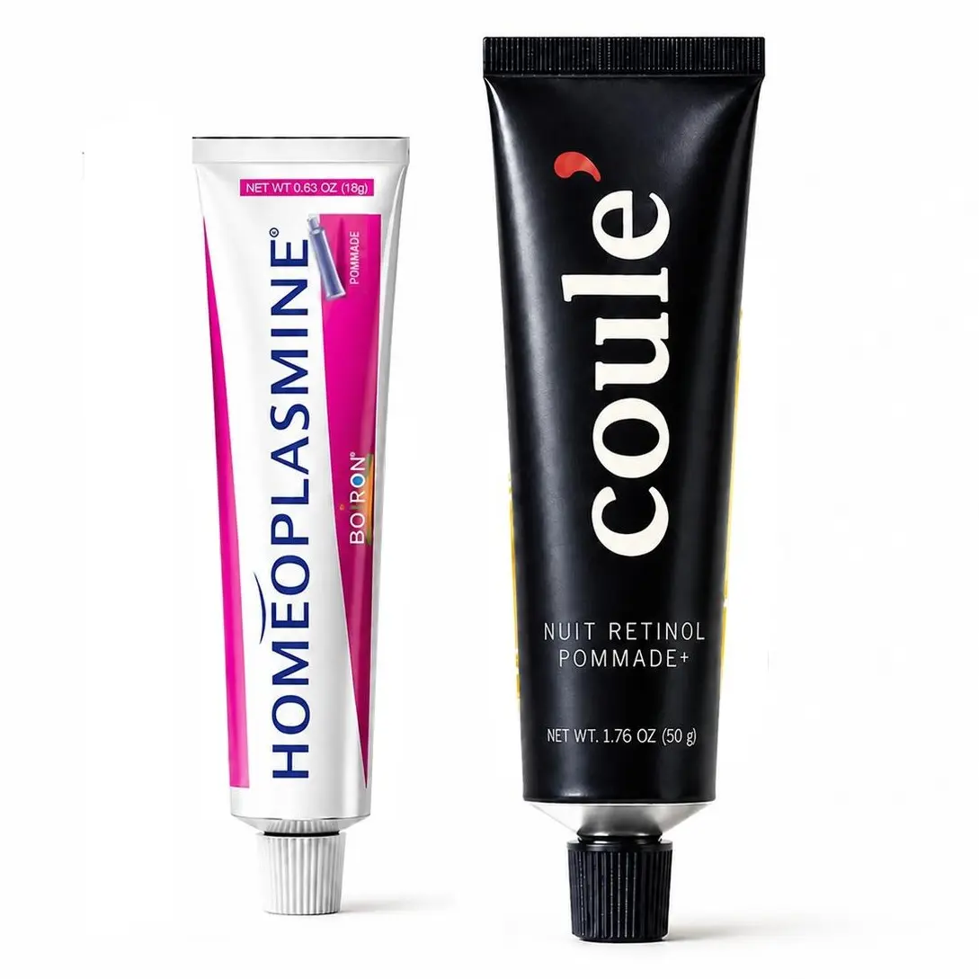 Coule' 50g Retinol & Homeoplasmine 18g French Pharmacy Bundle – Anti Aging Skin Care Repair with Granactive + Encapsulated Retinol, Collagen, Ceramides & Panthenol Pommade and Multipurpose Face Cream Set